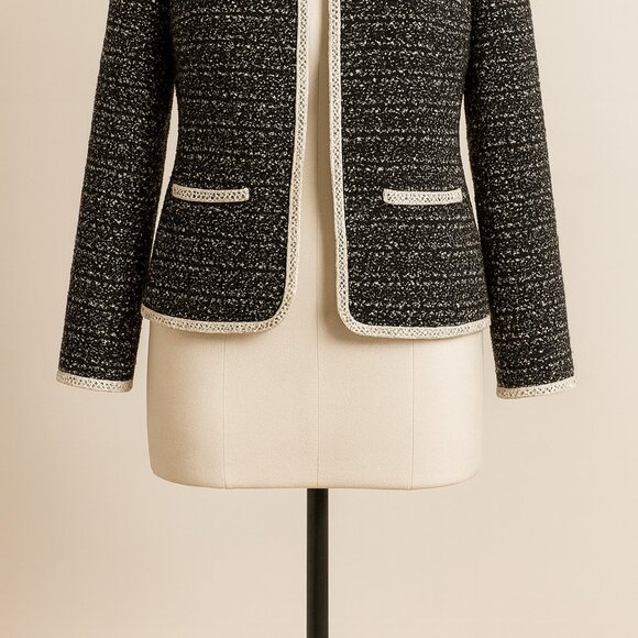 Cynthia Rowley Women’s Speckled Knit Sweater – Black & White – Size XL - Picture 2 of 5